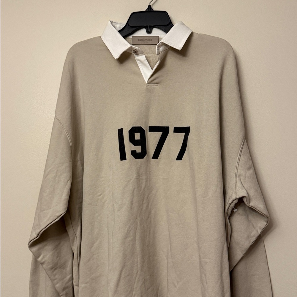Essentials Beige '1977' Rugby Polo - Picture 2 of 4